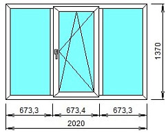 Пластиковое окно GEALAN S8000 трехстворчатое 74/6 ROTO-NT